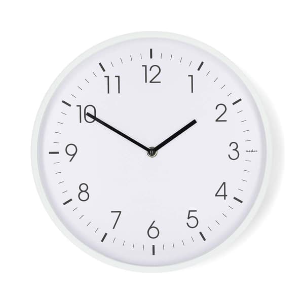 Nedis Väggklocka | Diameter: 300 mm | Plast | Tyst rörelse | Vit