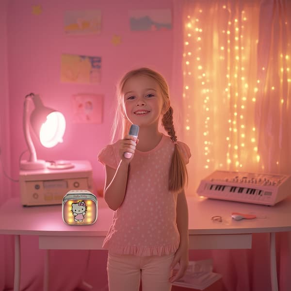 HELLO KITTY Karaokehøjttaler med Mikrofon "Hello Kitty" PopsingLED