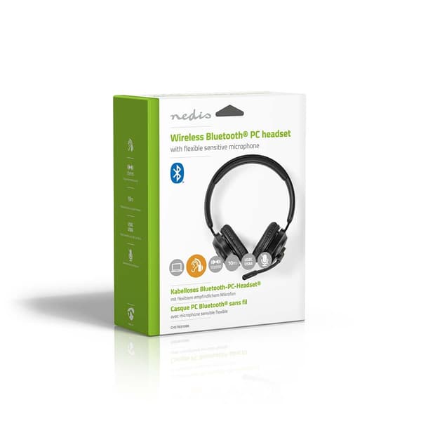 Nedis PC-hodesett | On-Ear | Stereo | Bluetooth | Sammenleggbar mikrofon | Sort