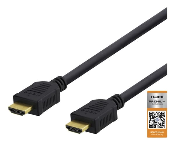 DELTACO High-Speed Premium HDMI -kaapeli, 3m, Ethernet, 4K UHD, musta