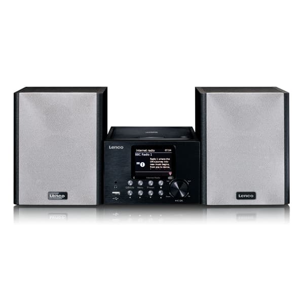 Lenco Mikrofoni, jossa on internet/ DAB+-radio Bluetooth® CD MP3 Musta
