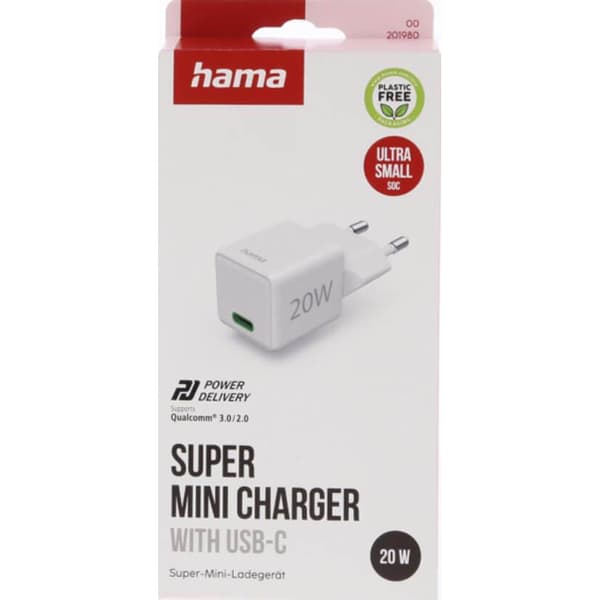 Hama Lader USB-C PD 20W Hurtig Hvit