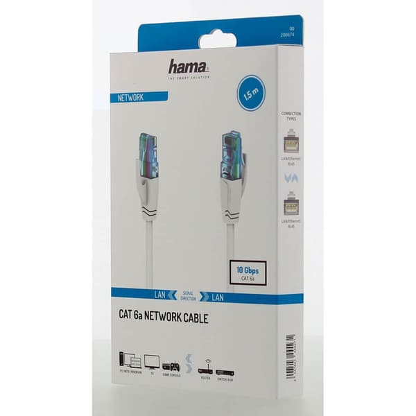 Hama Nätverkskabel CAT6a U/UTP 1,5m Vit