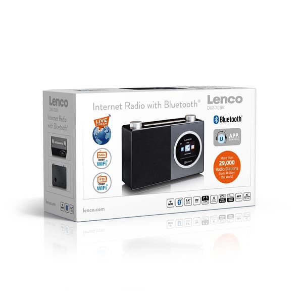 Lenco Internet-radio värinäytöllä ja Bluetooth® Musta