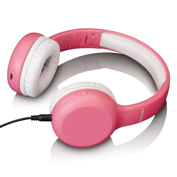 Lenco Vikbara Bluetooth®-hörlurar för barn Rosa