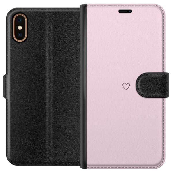 Tegnebogsetui til Apple iPhone XS med Hjerte motiv