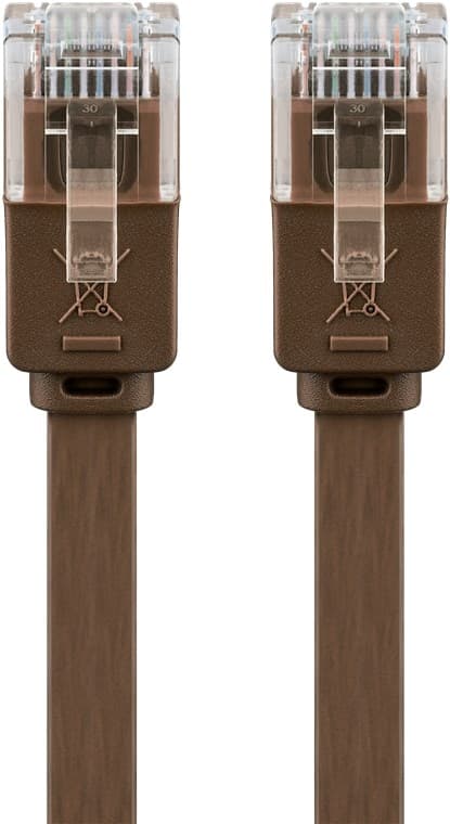Goobay CAT 6 flat patchkabel, U/UTP, mørkebrun kobberleder (CU), 1 m