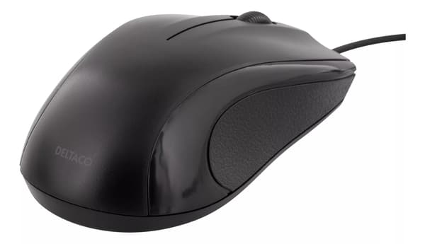 DELTACO optisk mus med ledning, 3 knapper med scroll, 1.200 DPI, USB 2
