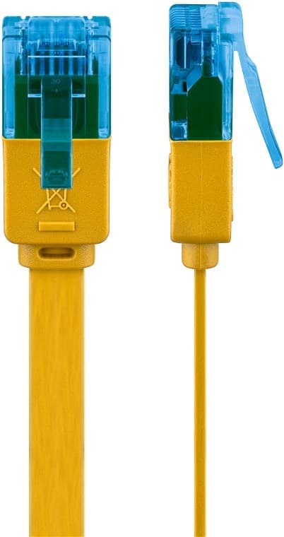 Goobay CAT 6A platt patchkabel, U/UTP, gul kopparledare (CU), 3 m