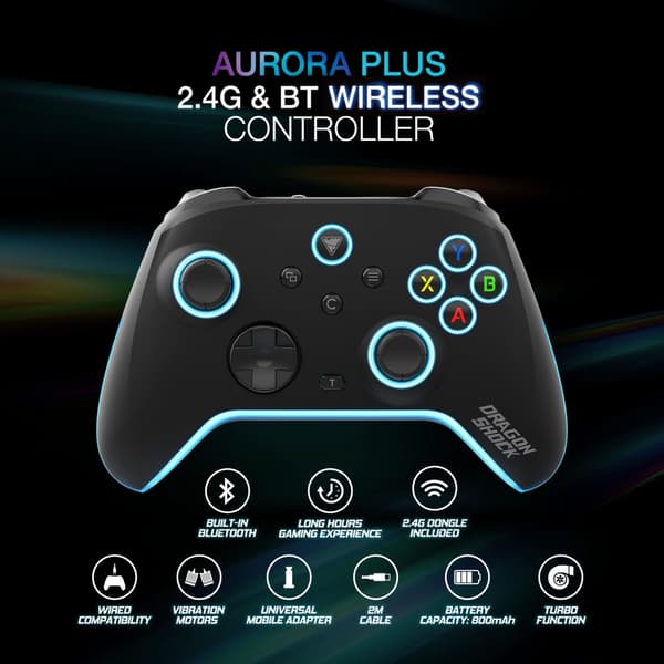 DragonShock Ohjain Aurora+ Holder - iOS/Android/PC/PS3 Musta