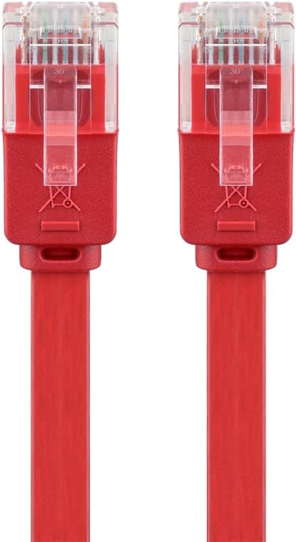 Goobay CAT 6 flat patchkabel, U/UTP, rød kobberleder (CU), 2 m