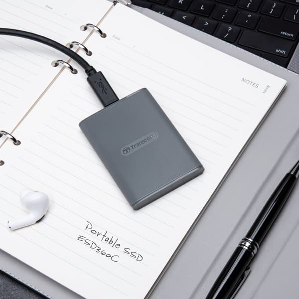 Transcend Bærbar SSD ESD360C USB-C 2 TB 20 Gbps (R2000/W2000 Mb/s)