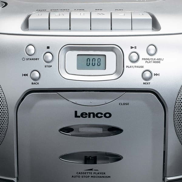 Lenco Bärbar FM-radio CD-kassettspelare Silver