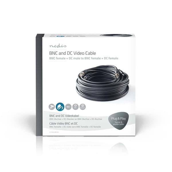 Nedis CCTV Security Cable | BNC / DC | 10.0 m | Rund | PVC | Sort | Gaveeske