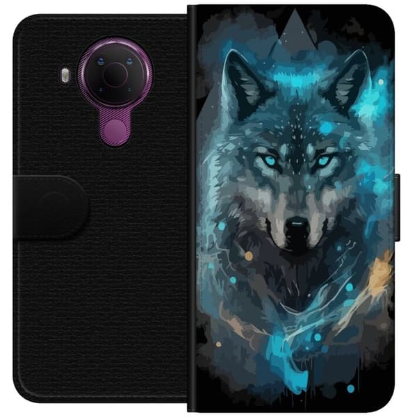 Tegnebogsetui til Nokia 5.4 med Ulve motiv