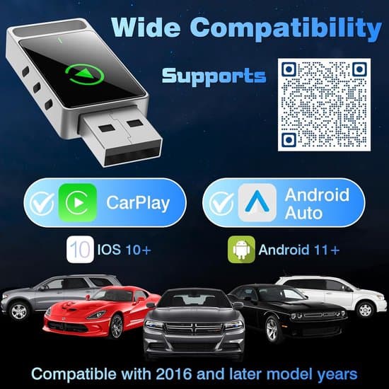 Trådløs CarPlay-adapter, 2-i-1 Android Auto & CarPlay, Kablet til Trådløs, Plug & Play, Egnet til iPhone iOS 10+ & Android 11+