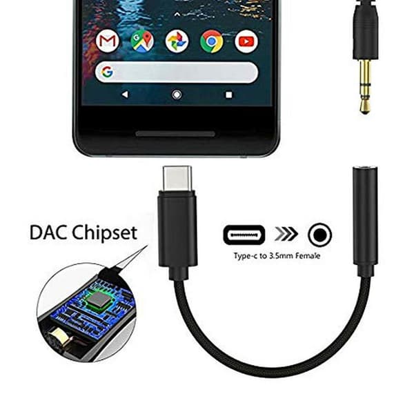 USB C hörlursadapter USB typ C till 3,5 mm ljudjack mikrofonkabel