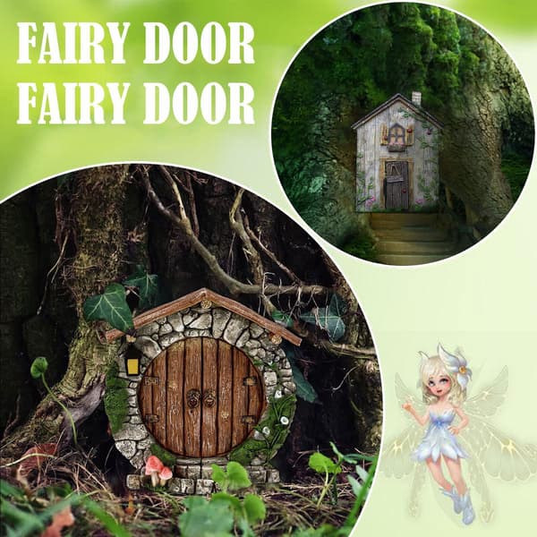 Miniatyrälvdörr Hobbit Pixie Elf Trädgårdstomte Dekor Heminredning