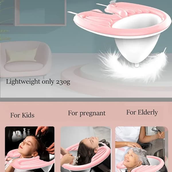 Shampoo vask, shampoo vask, egnet til brug i sengen, let, egnet til ældre og handicappede, pink