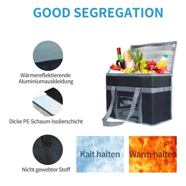 Stor, sammenklappelig køletaske - ekstra robust, perfekt til indkøb.