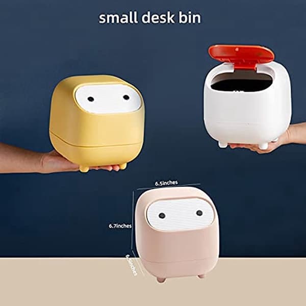 Mini skrivbords papperskorg med ett sött ninja-lock