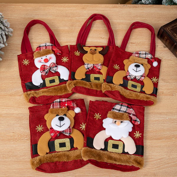 2-pack julklappspåsar, godispåsar, äppelpåsar, tygpåsar, björndesign