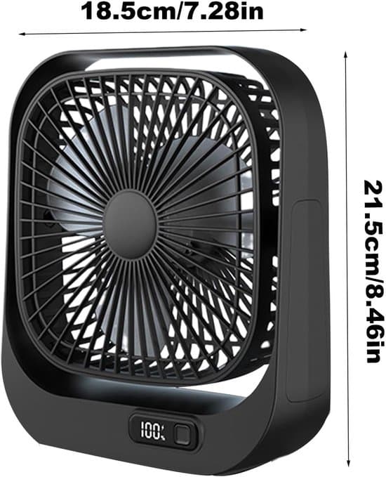 Stille 3-trins USB Mini Bordventilator med LED-display og 360° justering
