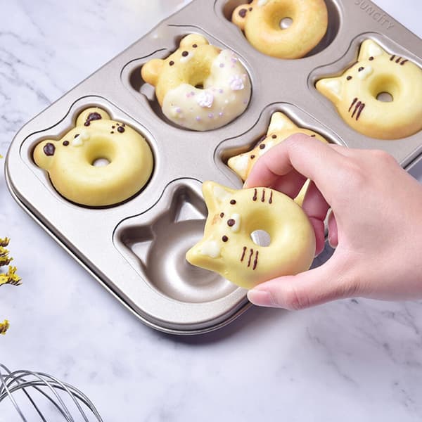 Koppar Donutform Mini Bakform Donutbricka Kakform Söt Guld
