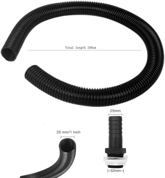 Regnvandsbeholderforbinder - Regnvandsbeholderfitting - Regnvandsbeholderpåfyldning - Dobbelt rør - 25mm - Sort