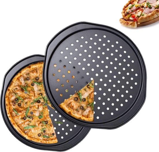 Pizzaplattor 2-pack - Perforerade och non-stick - För ugn - Jämn värmefördelning