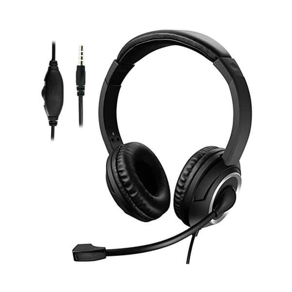 Computerheadset, 3,5 mm jack, velegnet til onlinekurser, med støjreduktionsfunktion, bærbart professionelt stemmeheadset.