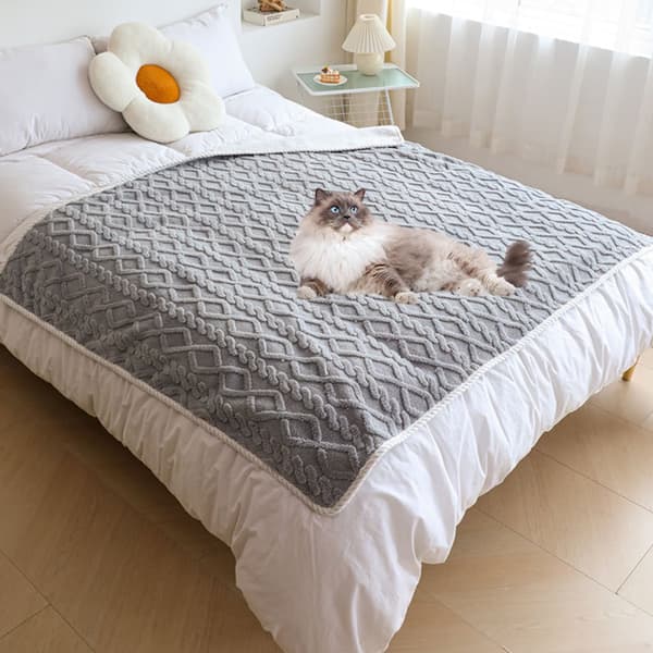 Vandtæt og vaskbart dobbeltsidet blødt sofabetræk til hunde (grå, størrelse M, 100x75cm).