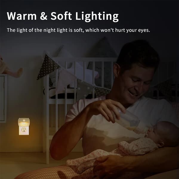 Bærbar LED Natlys Sensor Automatisk EU Stik Varmt Lys