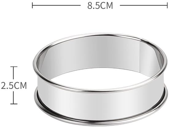 6-pak Muffinforme, non-stick rustfrit stål kageforme til desserter og pandekager, sølv 8,5 cm