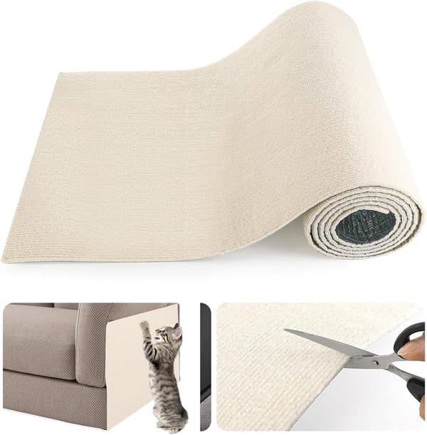 Kradsestolpe til katte til sofaer, 40 cm x 200 cm, anti-ridse, råhvid