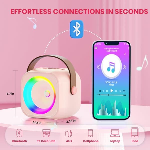 Karaokemaskin Barn Mini Bärbar Bluetooth Karaoke Högtalare