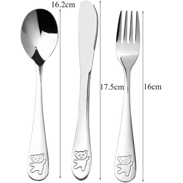 Barnbestickset - Silver - 6 delar - Rostfritt stål - 2 skedar - 2 gafflar - 2 knivar