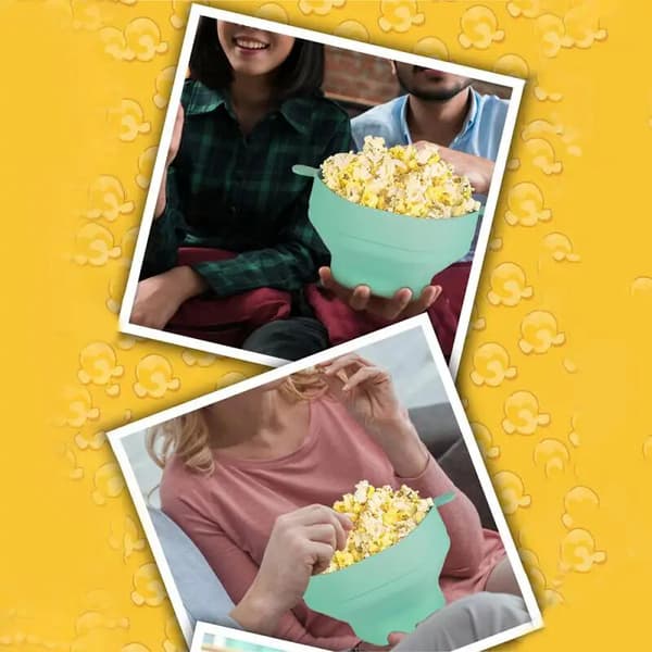 2 st silikon mikrovågsugn popcornskål vikbar popcornmaskin hinkskål med lock vik