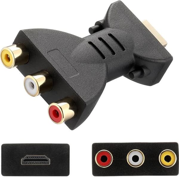 HDMI til 3RCA TV-lydstikkonverteradapter, Velegnet til tv'er, skærme og tablets.