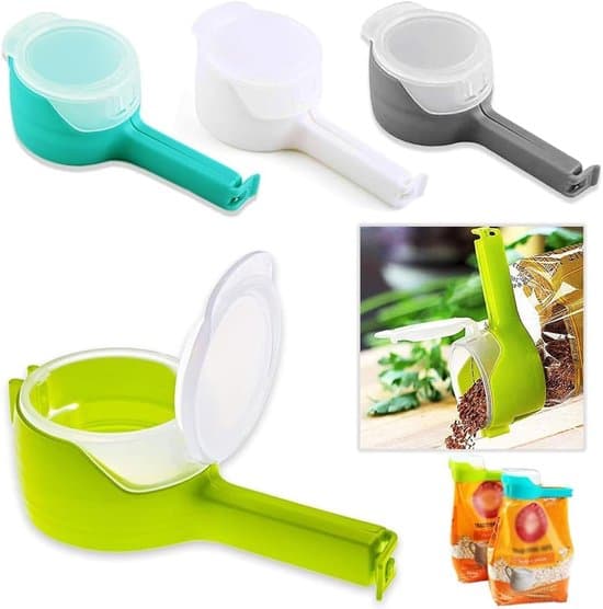 4 st plastpåsförslutningsklämmor med hällpip (blå)