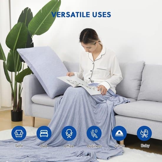 100x150cm Kølende Tæppe - Absorberende Åndbart Sommertæppe til Sofa og Rejser - Blå