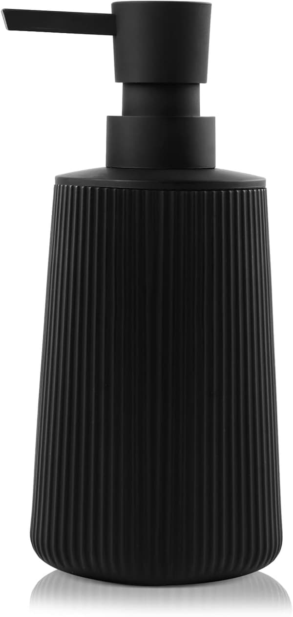 Mat Sort Sæbedispenser - Moderne Bondegårdsstil, Velegnet til Badeværelser og Køkkener, Rustfri Pumpehoved, 250 ml