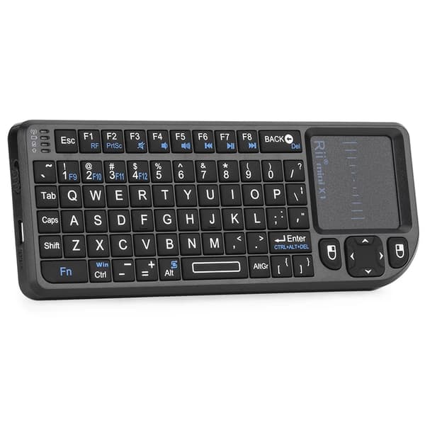 Lämplig för Rii X1 2.4GHz mini trådlöst tangentbord, stöder engelska/ryska/spanska/franska inmatningsmetoder, med pekplatta