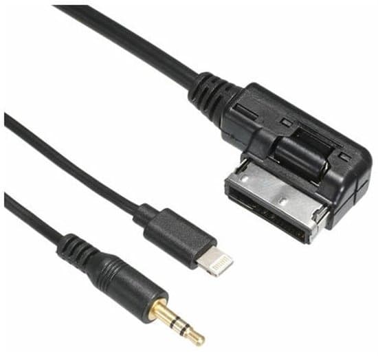 3,5 mm AUX-interfaceadapter til Audi, Volkswagen, MDI, AMI, iPad og iPhone 5/6S, med kabelforbindelse.