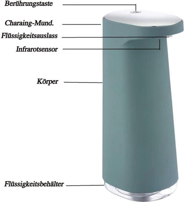 Automatisk sæbedispenser, 450 ml, USB-interface, IPX4 WP, lysegrøn
