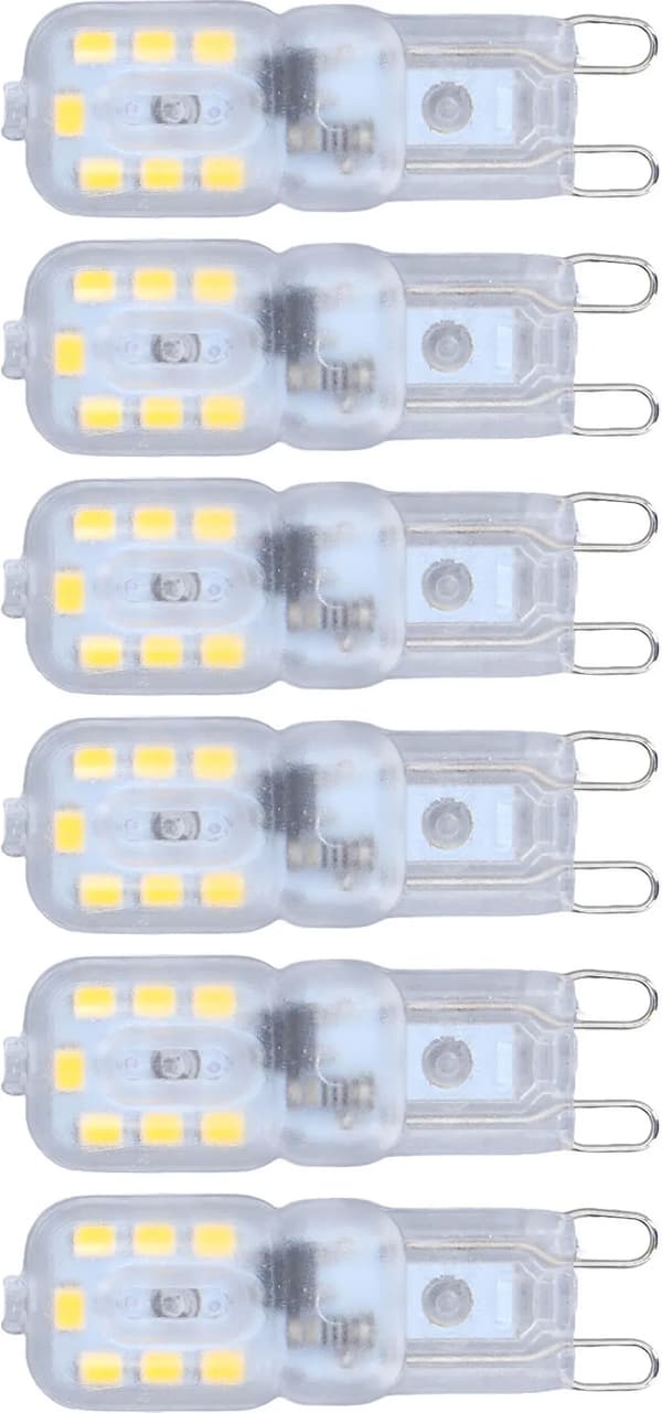 G9 LED-lampor, 6-pack dimbara G9-lampor, 3W, 14 LED-pärlor.