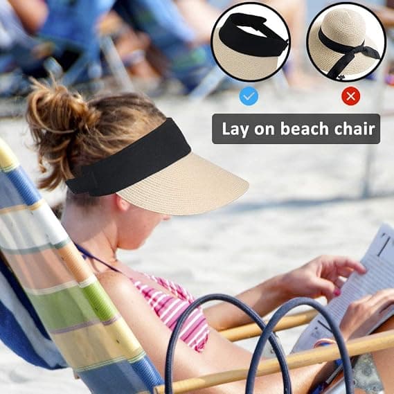 Dame Solhat, Bred Skygge, Sommer UV-beskyttelse Strandhat, Sammenfoldelig Solhat - Beige