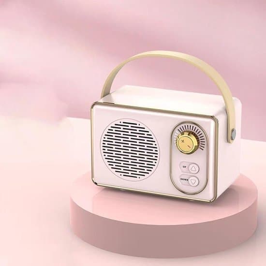 Laadukas retro Bluetooth-kaiutin - Bluetooth-kaiutin - erittäin pitkällä akunkestolla - vaaleanpunainen