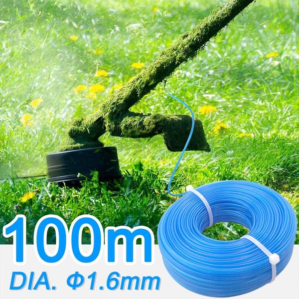 100-meter plæneklipperledning (1,6 mm diameter) spoleudskiftning til ukrudtsklippere, blå.