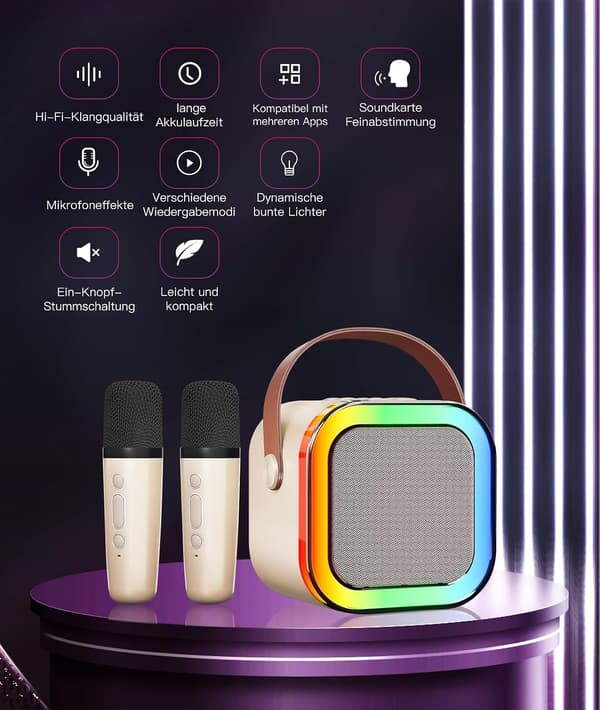 Trådlös Bluetooth-högtalare med karaokefunktion - Ivory White